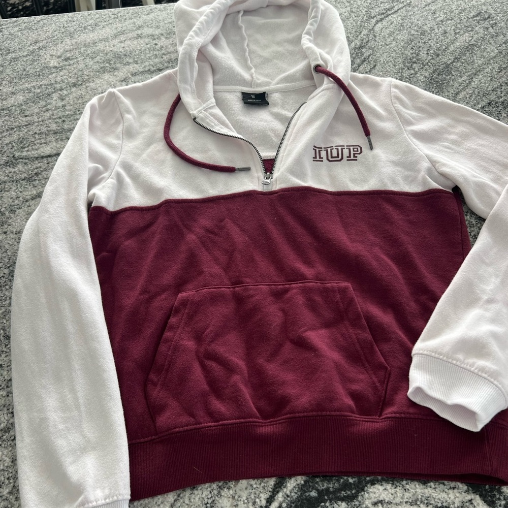IUP Maroon and White Sweater